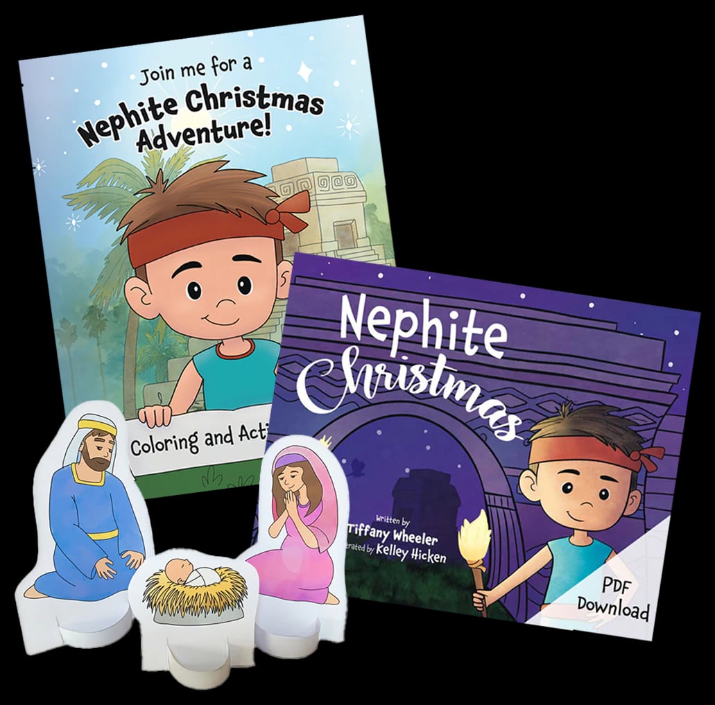 Nephite Christmas digital bundle: PDF book, coloring book and nativity craft, labeled Instant Download