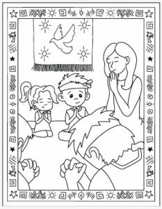 Family Praying Coloring Page